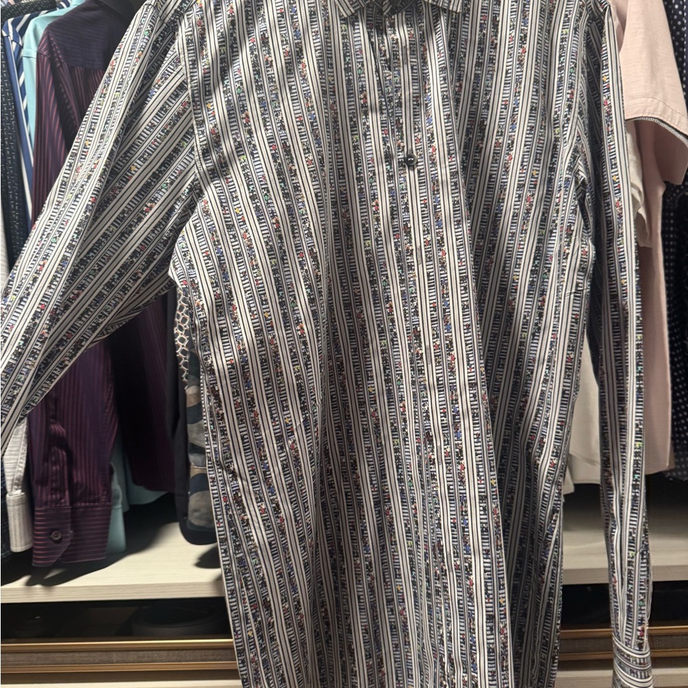 Elegant Multicolor Striped Men's Button-Down Shirt